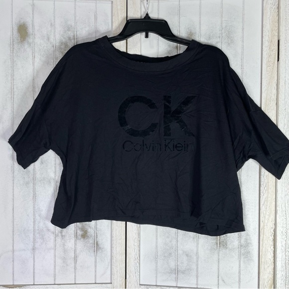 Calvin Klein Performance Women Active Stacked Flocking Comfort Logo Tee XL - Picture 12 of 12